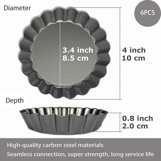 Xstronq Tart Pans 4 Inch with Removable Bottom Fluted Pie Tart Pans, Round Non-Stick Pan Quiche Pan, for Baking Pizza Mousse Cakes, Christmas Dessert