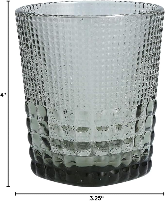 Fortessa Malcolm Double Old Fashioned Cocktail Glass 6 Pack, 11.5-Ounce, Smoke Gray