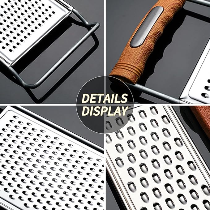 2 Pack Cheese Grater Handheld,Stainless Steel Zester Set of 2, Kitchen Flat Handheld Grater For Potato, Vegetable Chocolate, Spices,Carrot, Butter,Parmesan Cheese(Coarse Grater&Fine Grater)