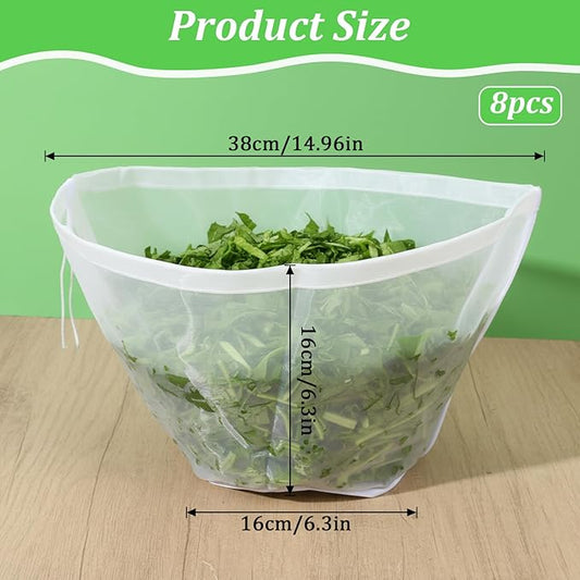 8 PCS Cheese Cloth Bag for Straining, Bowl-shaped Nylon Mesh Strainer Bag, Nut Milk Yogurt Strainer, Reusable Fine Mesh Cheesecloth for Straining Squeezing Vegetable