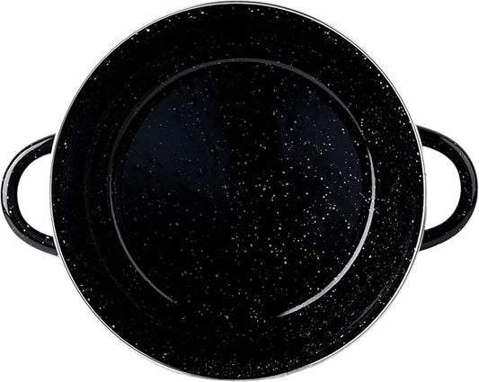EKCO EOS 8-Quart Speckled Stockpot with Glass Lid (Black) Soup Pot for All Ranges, Dishwasher & Oven Safe up to 350°F - Non-Reactive Enameled Interior Pot for Gumbo, Stew, Boil, Pasta, Chili