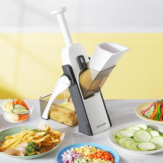 Safe Veggie Chopper Vegetable Cutter, French Fry Cutter Onion Chopper Vegetable Slicer Fruit Cutter Dicer, Multifunctional Kitchen Gadgets Mandoline Food Slicer For Meal Prep - Gray
