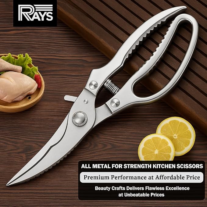Poultry Scissors- Professional Heavy Duty Kitchen Shears for Spatchcocking Chicken and Meat Cutting- Multi-Purpose Kitchen Scissors for Food - Stainless Steel