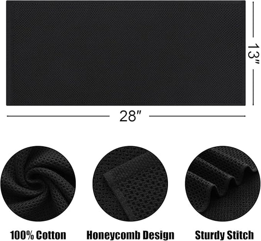 Kitinjoy 100% Cotton Waffle Weave Kitchen Towels, 6-Pack Super Soft and Absorbent Dish Towels for Drying Dishes, Kitchen Hand Towels, 13 in x 28 in, Black