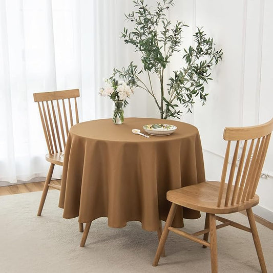 maxmill Fall Tablecloth Stain Resistant Waterproof Wrinkle Resistant Spillproof Washable Soft Textured Table Cloth for Dining Room Harvest Thanksgiving Parties, Round 70 Inch, Amber Bronze