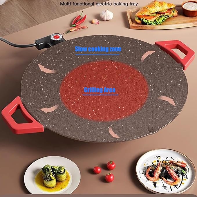 Non-Stick Electric Indoor Grill Pan, Multi-functional Electric Griddle Nonstick,Smokeless Grill with Adjustable Temperature, Portable Electric Griddle for Cooking Steaks,Pancakes & BBQ