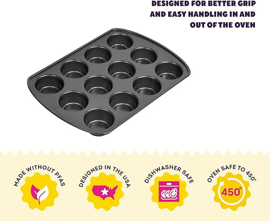 Wilton Perfect Results Premium Non-Stick Cupcake Pan, 12-Cup Muffin Tin, Steel Baking Supplies (Pack of 6)
