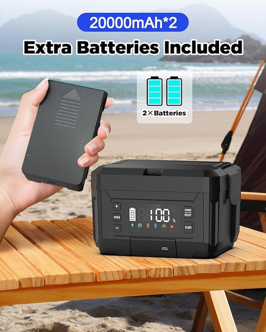 Cordless Electric Lunch Box for Adults – 1.2L Stainless Steel Self-Heating Lunch Box with Dual 20000mAh Removable Rechargeable Batteries, Portable Heated Food Warmer for Work, Travel & Office