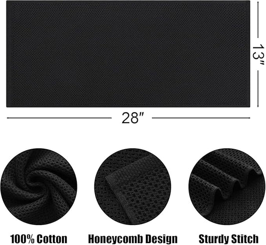 Kitinjoy 100% Cotton Waffle Weave Kitchen Towels, 12-Pack Super Soft and Absorbent Kitchen Dish Towels for Drying Dishes, Kitchen Hand Towels, 13 in x 28 in, Black