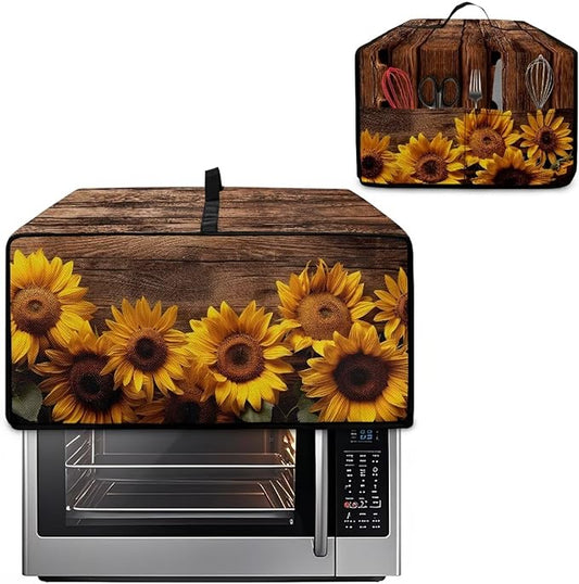 Doojoayie Sunflower Toaster Cover 8 Slice Kitchen Appliance Covers 22.5"x18.5"x 13" Small Appliance Dust Protector with Top Handle Easy to Storange