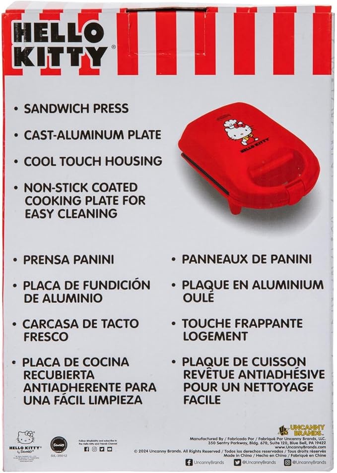 Hello Kitty Sandwich Maker, Electric 520W, Red, 6 x 8.75 inches