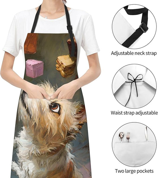 Apron with Pockets Aprons for Women Men Kitchen Chef Apron for Cooking Gardening Server Waitress Painting