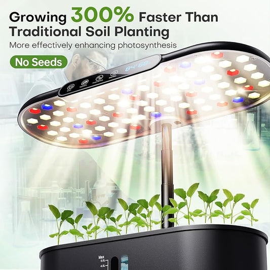 Ahopegarden Hydroponics Growing System kit: 12 Pods Indoor Herb Garden with Smart Environmental Detection - Full Spectrum LED Grow Light for Growing Vegetables,Herbs and Lettuce - Home Gardening