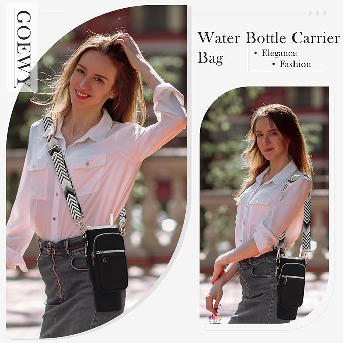 Water Bottle Carrier Bag for Stanley 40/30 oz Tumbler with Phone Pocket Neoprene Water Bottle Holder with Shoulder & Handheld Strap Stanley Cup Accessories