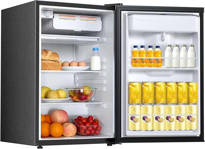 Compact Refrigerator 4.4 cu.ft mini fridge with Water Dispenser, Single Door Refrigerator with Adjustable Temperature Settings, Low noise, for Bedroom, Office, Dorm Black
