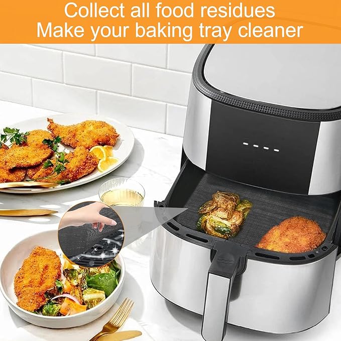 GWYSY Oven Liners for Bottom of Oven, 10"x9.7" Reusable Non-Stick Heat Resistant Toaster Liners Toaster Mat for Chefman TurboTouch Easy View 8 QT Air Fryer, 4 Pack
