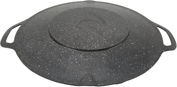 Korean Grill Pan with Non Stick Coating BBQ Griddle for Indoor and Outdoor Cooking Black (30cm)