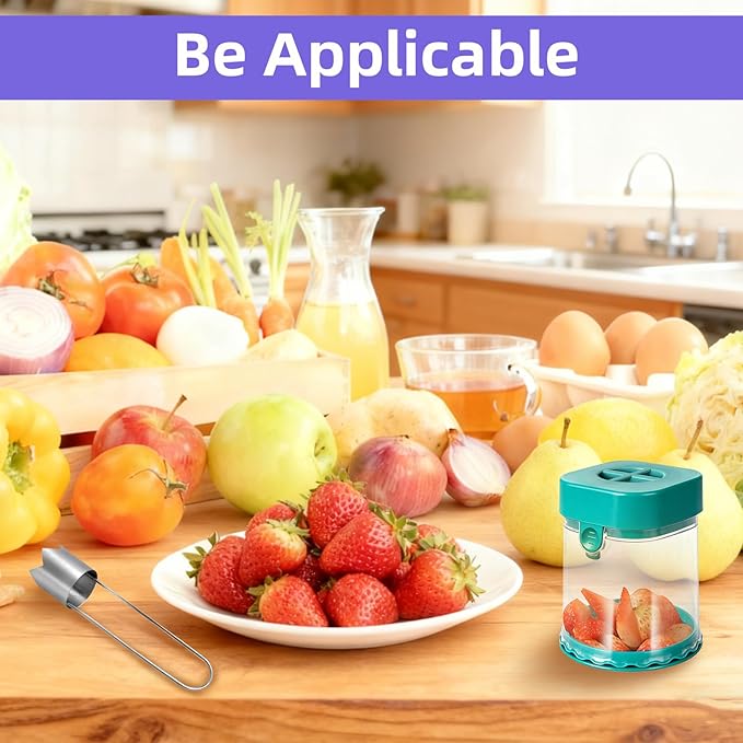 3pcs 3 in 1 Fruit Slicer Cup, Strawberry Slicer, Vegetable Chopper, Tomato Grape Cutter Cup, Egg Slicers, Quarter Extrusion Fruit Divide with 2 Replacement BaseCutters (Dark Blue)
