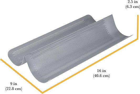 Chicago Metallic Commercial II Non-Stick Perforated French Bread Pan, Perfect for creating a crisp, golden-brown crust,