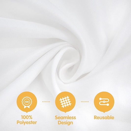 BRILLMAX 10 Pack White Tablecloths 60 x 126 Inch for 8ft Rectangle Tables - 150 GSM Polyester Fabric, 15" Standard Drop, Water, Stain & Wrinkle Resistant Cloth Cover for Wedding Dining Buffet