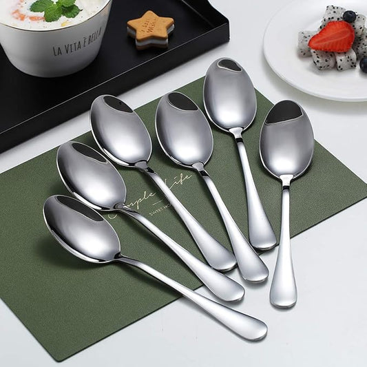 Kyraton 12 Pieces 7.5" Stainless Steel Table and Soup Spoons, Dishwasher Safe Set