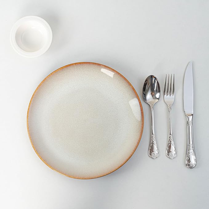 Dinner Plates Set of 6, 10 Inch Ceramic Plates – Porcelain Dinner Plates for Kitchen, Serving & Everyday Use, Microwave & Dishwasher Safe