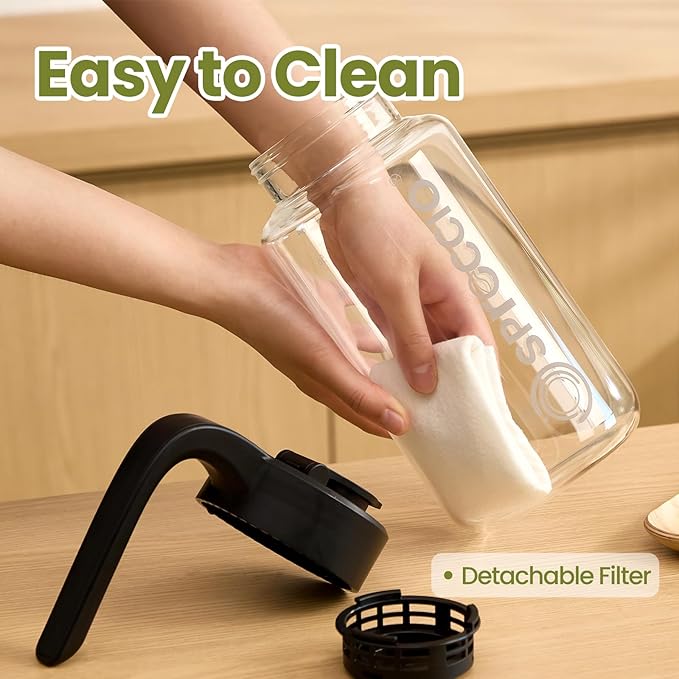 Spreccio Borosilicate Glass Pitcher with Lid, 64 oz Mason Jar Pitcher Pour Spout Lid Airtight Leak-proof, Sun Tea Glass Jar for Outside, Breastmilk, Cold Brew, Coffee and Iced Tea