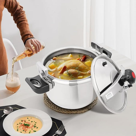 Bokknppo Aluminum Pressure Cooker 70Kpa Pressure Canner Stovetop Pressure Pots Explosion-proof Compound Bottom Cookware with Pressure Limiting Valve for Gas Stove Induction Cooker (22L)