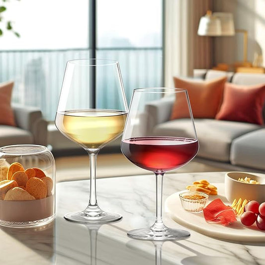 Amazing Abby - Sienna - 20-Ounce Unbreakable Tritan Wine Glasses (Set of 6), Plastic Red Wine Glasses, Reusable, BPA-Free, Dishwasher-Safe, Perfect for Poolside, Outdoors, Camping, Picnic, and More
