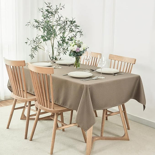 maxmill Weaved Texture Tablecloth Water Resistance Antiwrinkle Spillproof Soft Washable Table Cloth for Dining Room, Buffet Banquet Parties Holiday Dinner, Rectangular 60 x 108 Inch, Brown