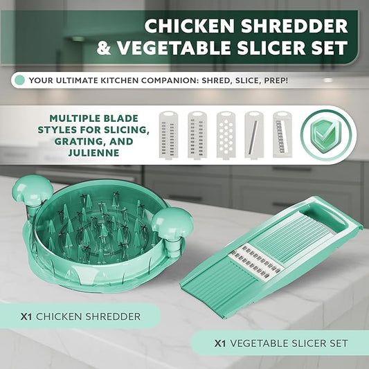 2 Pcs Chicken Shredder Tool Twist Large Set, Meat Shredder Kitchen Anti-Slip Strip, Mandoline Slicer Including Food Shredders for Kitchen, Chicken Shredded Suitable for Pork Beef Chicken