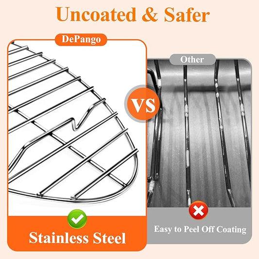 Oval Turkey Roasting Rack,12 Inch Stainless Steel Rack for Thanksgiving Christmas Gifts, Non-Stick Wire Rack Safe for Thanksgiving Turkey, Roasting and Cooling