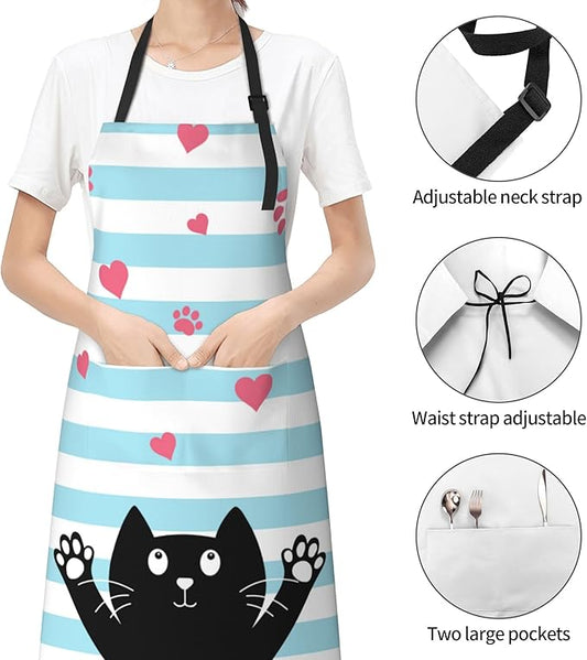 Apron with Pockets Aprons for Women Men Kitchen Chef Apron for Cooking Gardening Server Waitress Painting
