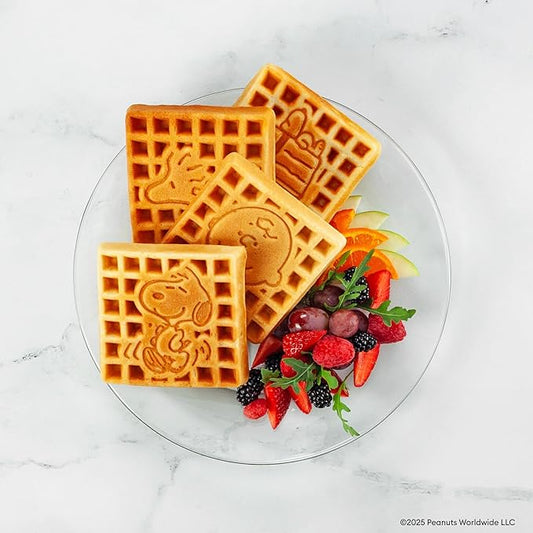Uncanny Brands Peanuts Deluxe Waffler - Peanuts Iconic Characters and Symbols on Your Waffles