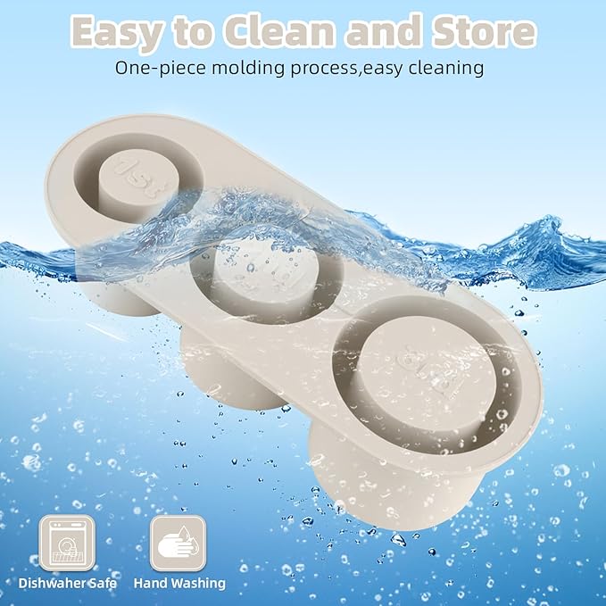 Tcamp Tumbler Ice Mold, Ice Cube Tray for 30 oz -40 oz Tumbler Cup, 3 Pcs Silicone Hollow Cylinder Ice Mold with Lid and Bin for Freezer, Ice Drink, Juice, Whiskey, Cocktail (White)