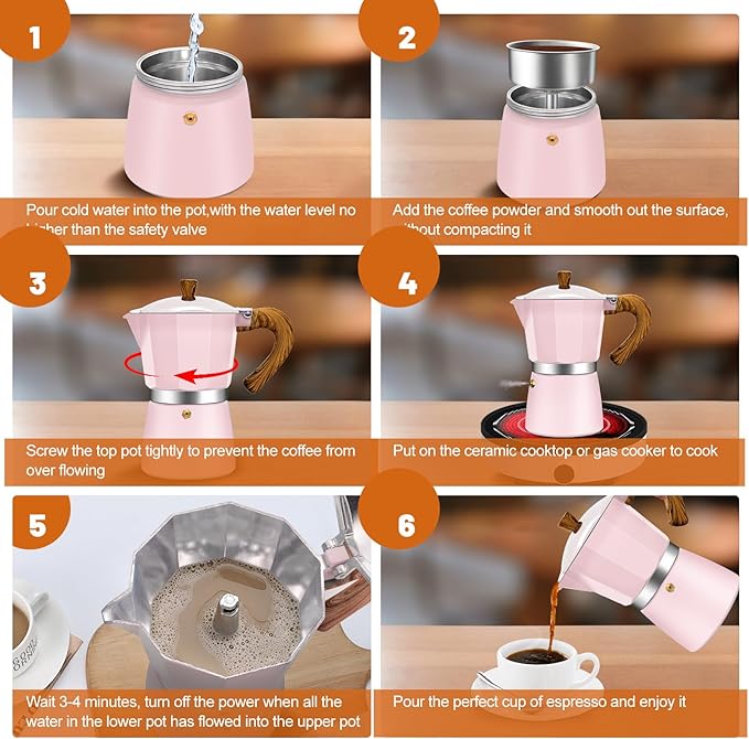 DITOSH 3 Cup Aluminum Espresso Stovetop Moka Pot Express Coffee Maker Percolator Italian Classic Mocha Coffee Machine for Italian and Cuban Cafe Brewing for Home & Camping 150ml 5oz