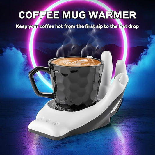 Devil's Hand Heating Mug Warmer Set - 3 Temp Settings & 8H Timer, Coffee Cup Warmer Plate for Desk Auto Shut Off, Ideal Beverage Warmer Gift for Coffee, Tea, Milk (Special)