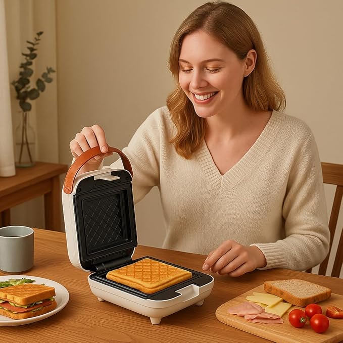 3 in 1 Sandwich Maker Nonstick Panini Press Waffle Maker Bubble waffle Egg puffs Electric Grill with Non-stick Coating & Removale Plates for Breakfast Afternoon tea
