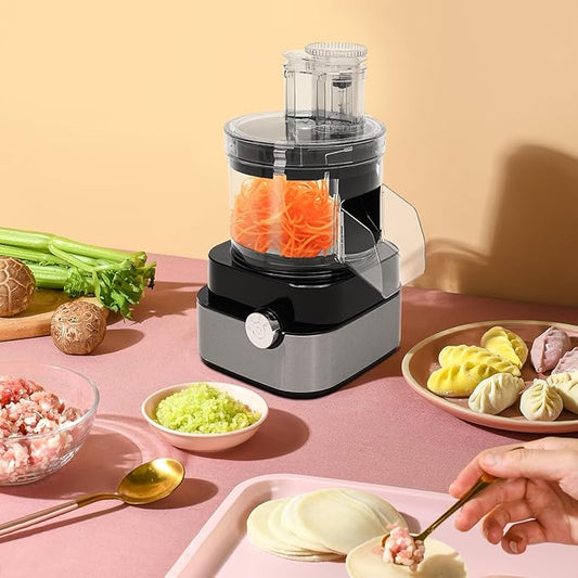 Goudergo 5L Stainless Steel Commercial Food Processor, 600W Electric Vegetable Dicer Chopper, 5 in 1 Professional Veggie Shredder Multifunctional Meat Grinder Blender for Homes and Restaurants
