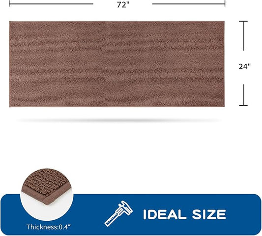 PURRUGS Machine Washable Kitchen Runner Rug 2ft x 6ft, Non-Slip/Skid Hallway Runner Rug, Super Absorbent Soft Area Rug for Hallway, Kitchen & Laundry, Rolled Packaging, Brown