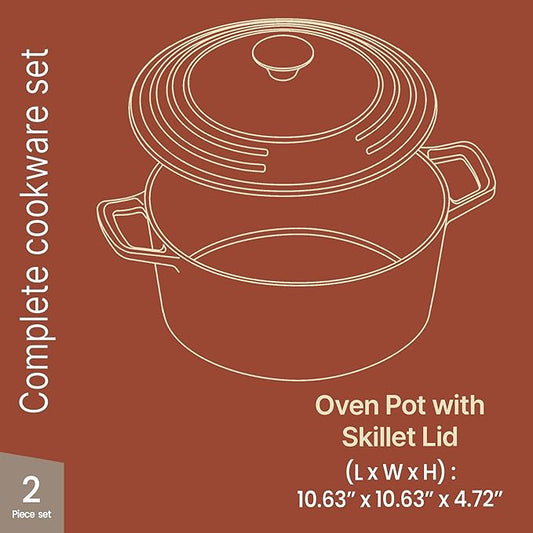 Bakken Enameled Cast Iron Dutch Oven Pot, 6QT Dutch Oven for Bread Baking, Braising & Roasting, Kitchen & Campfire Cooking, Moisture-Locking Lid, Oven Safe Up To 500°F, Works on All Cooktops, Teal