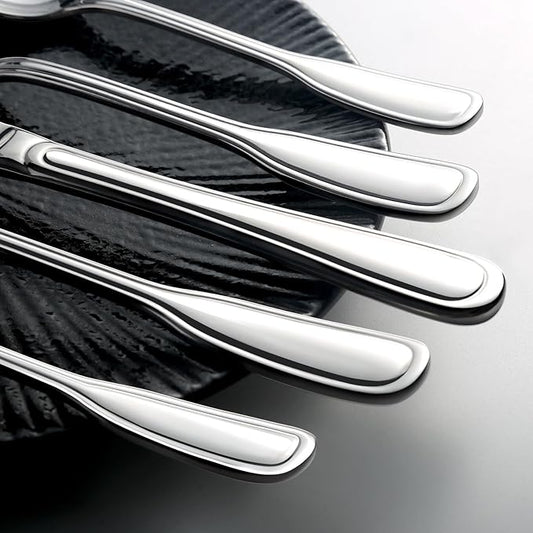 Silverware Set for 8, Heavy Duty Stainless Steel Cutlery Set with Wide Handles, Mirror Polished Utensils Spoons and Forks Set for Kitchen,Dishwasher Safe (Silver, 40 Pieces for 8)