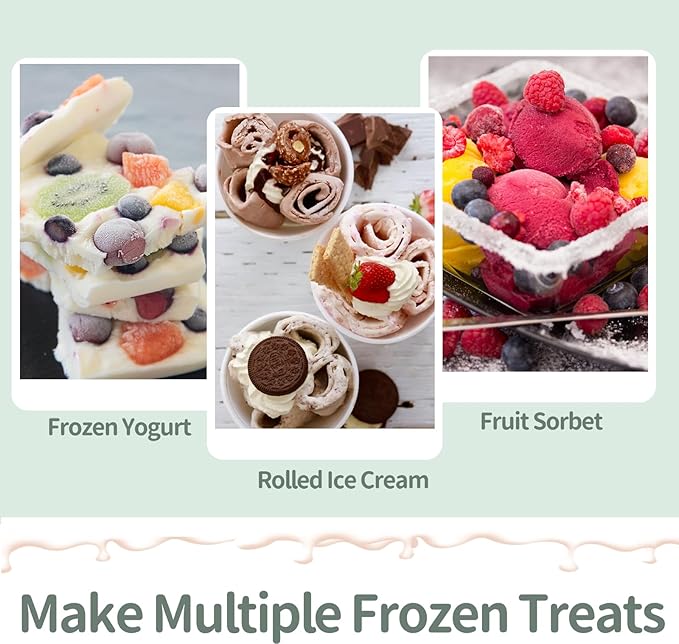 Rolled Ice Cream Maker, At-Home Instant Ice Cream Maker Machine Kit with 2 Spatulas, Parent-Child DIY for Ice Cream/Yogurt/Sorbet (Peach Fuzz)