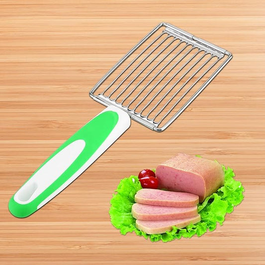 Luncheon Meat Slicers,10 Slices, Egg Cutter Slicers for Boiled Egg Fruit Soft Cheese Slicer Cutter(Green)