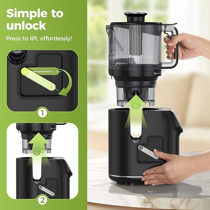 Cold Press Juicer, 100oz Large Capacity Juicer Machine with Touch Screen, 6.5" Wide Chute for Whole Fruit, High Yield Slow Masticating Juicer, Easy to Clean & Quiet Operation