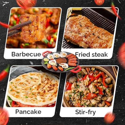 Non-Stick Electric Indoor Grill Pan, 11-15.74in Electric Griddle Nonstick, Multi-functional Korean Electric Indoor Grill, Smokeless Portable Electric Gril (40cm/16in)