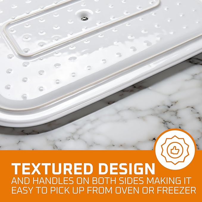 Stoneware Casserole With Lid - Rectangular Pan with Lid - Covered Stoneware Cookware Pans Stone Set - Freezer & Oven Safe Stone Bakeware for Baking, Lasagna, and Other Baked Dish, and Food Deep