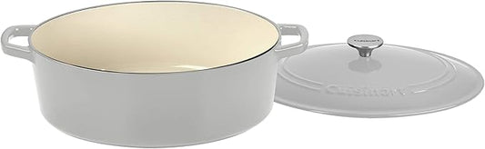 Cuisinart Chef's Classic Enameled Cast Iron Oval Covered Casserole (Cool Grey, 7- Quart)