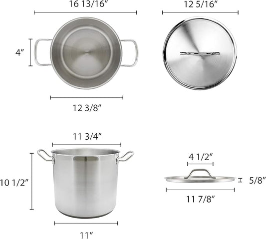 Thundergroup stainless steel stockpot with lid 20quarts NSF certified
