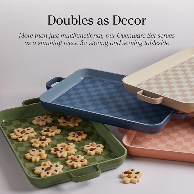 Our Place Bakeware Set | 5-Piece Ceramic Bakeware Collection with Stovetop-to-Oven Griddle Pan | PFAS-Free Non-Toxic Nonstick Pans, Oven Mat & Baking Dishes | Char